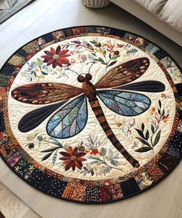 Dragonfly Escape Quilted Round Mat