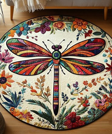 Dragonfly Glow Quilted Round Mat