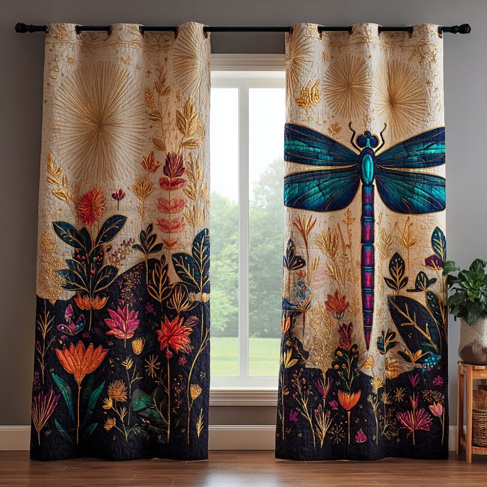 Dragonfly Horizon Quilted Curtains