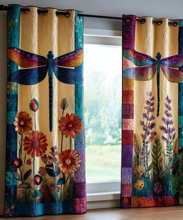 Dragonfly Light Quilted Curtains