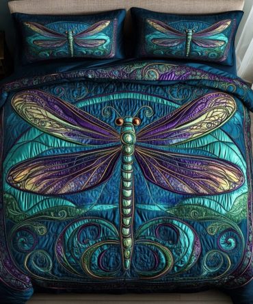 Dragonfly Wings 3-Piece Quilted Bedding Set