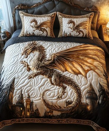 Dragonspire Dreams 3-Piece Quilted Bedding Set