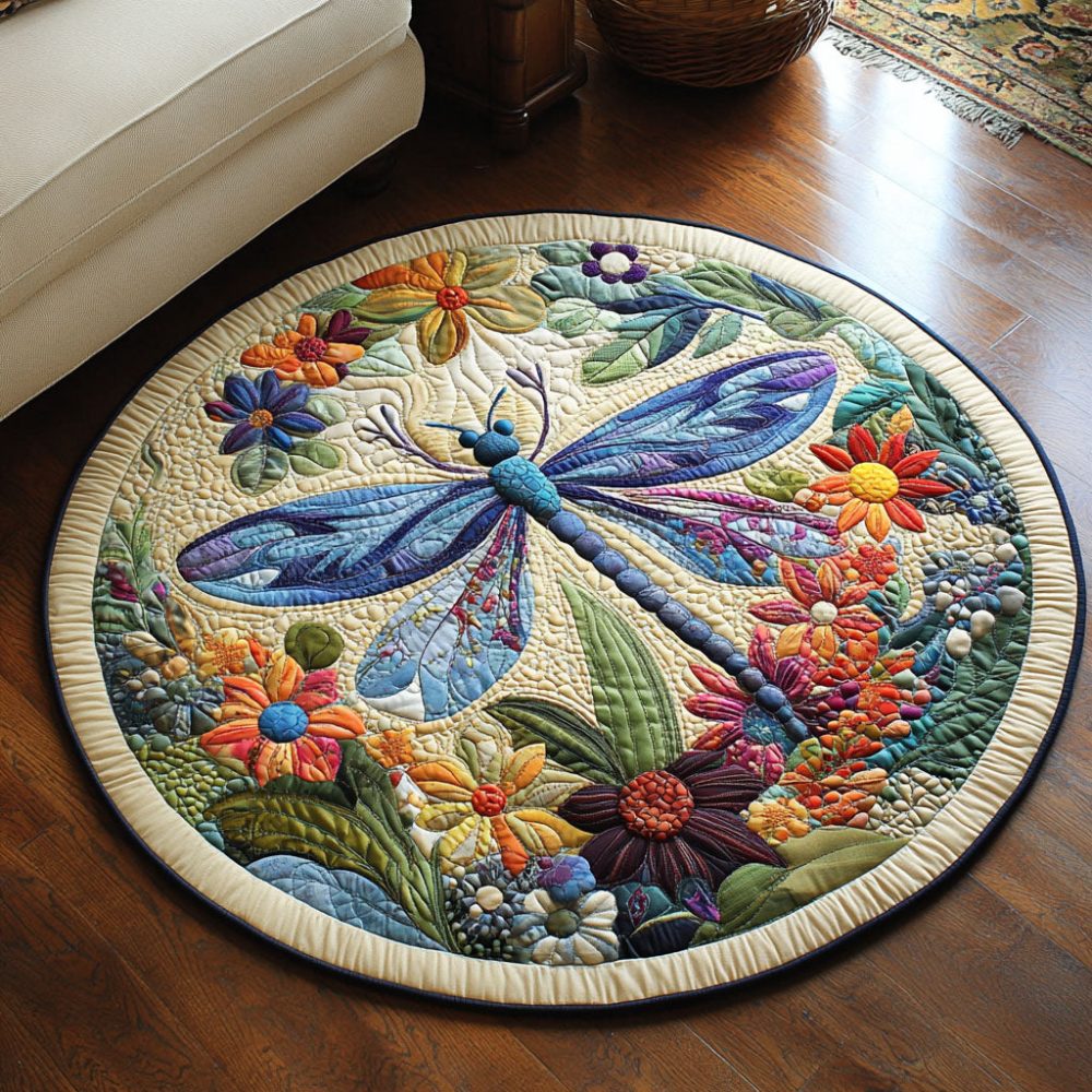 Dreamcatcher Dragonfly Quilted Round Mat