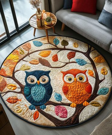 Dreamy Owls Quilted Round Mat