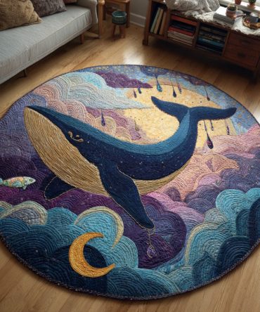 Dreamy Whale Quilted Round Mat