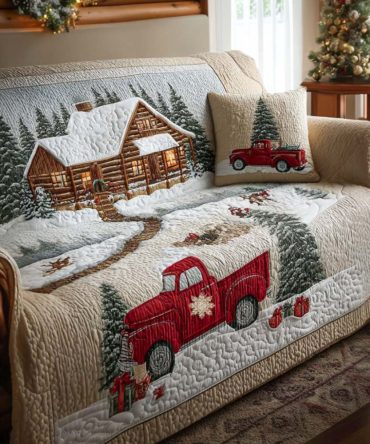 Drifting Snow Quilted Sofa Cover