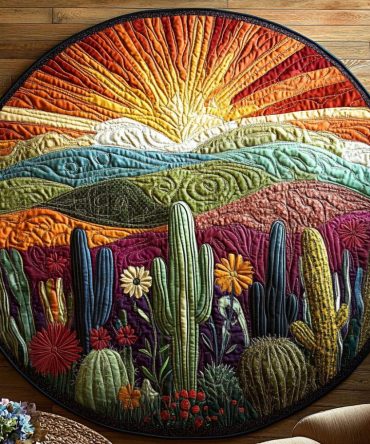 Dusk In The Desert Quilted Round Mat