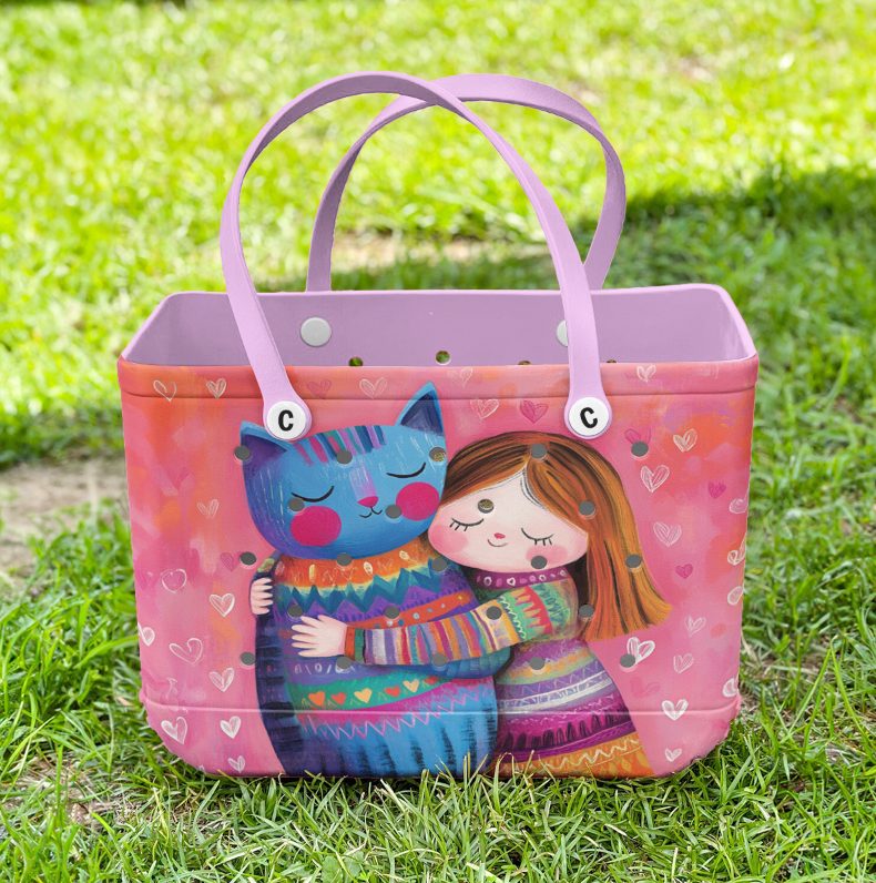 Bucket Tote Bag, Limited Edition Bogg Bag, Beach Bag Vibrant Friendship - Image 2