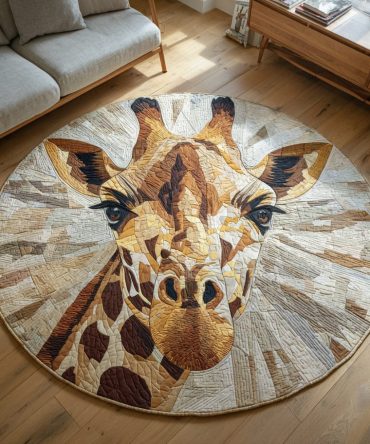 Earthen Giraffe Quilted Round Mat