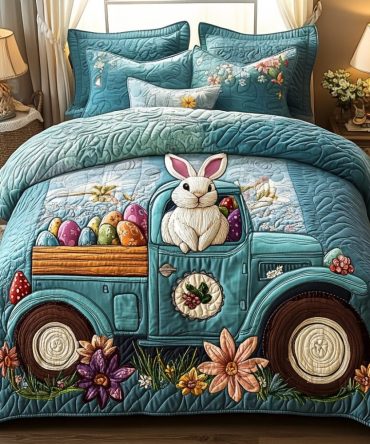 Easter Bunny Journey 3-Piece Quilted Bedding Set