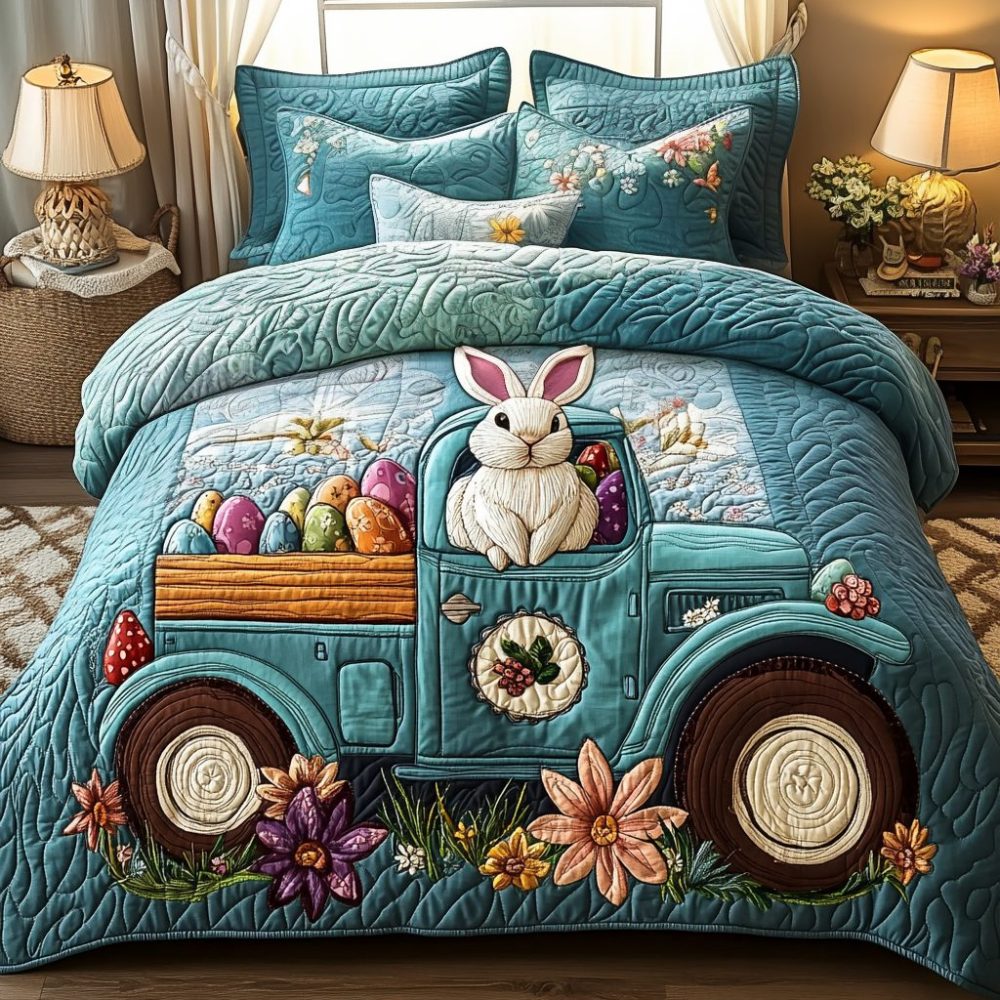 Easter Bunny Journey 3-Piece Quilted Bedding Set
