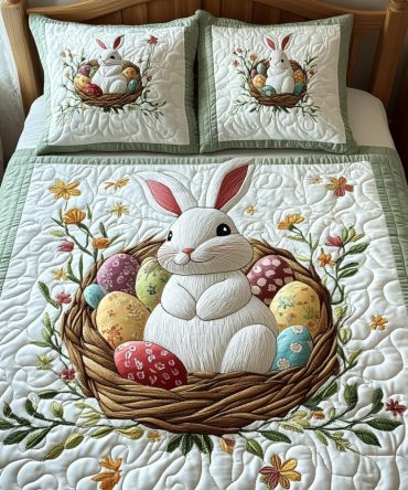 Easter Bunny 3-Piece Quilted Bedding Set