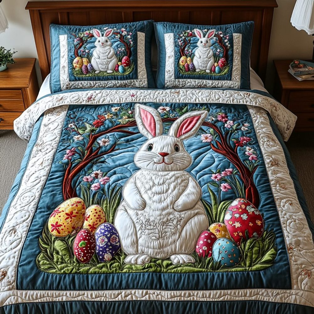 Easter Whimsy 3-Piece Quilted Bedding Set