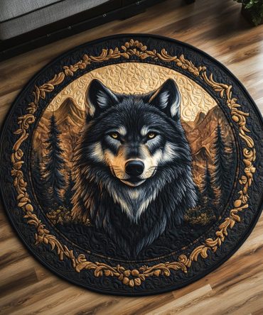 Echo Wolf Quilted Round Mat