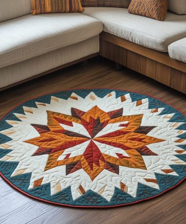 Echoes Of The Ancestors Quilted Round Mat