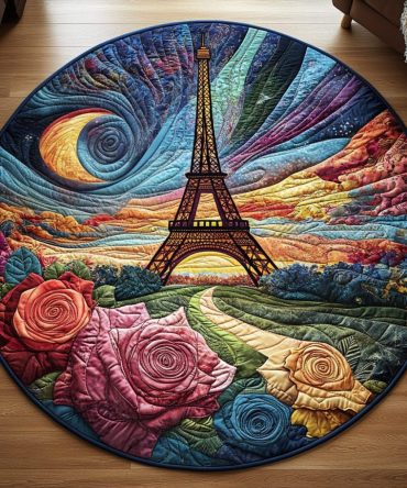 Eiffel Romance Quilted Round Mat