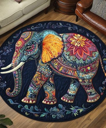 Ele Print Quilted Round Mat