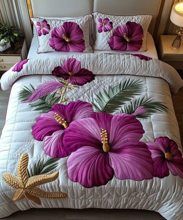 Elegant Bloom 3-Piece Quilted Bedding Set