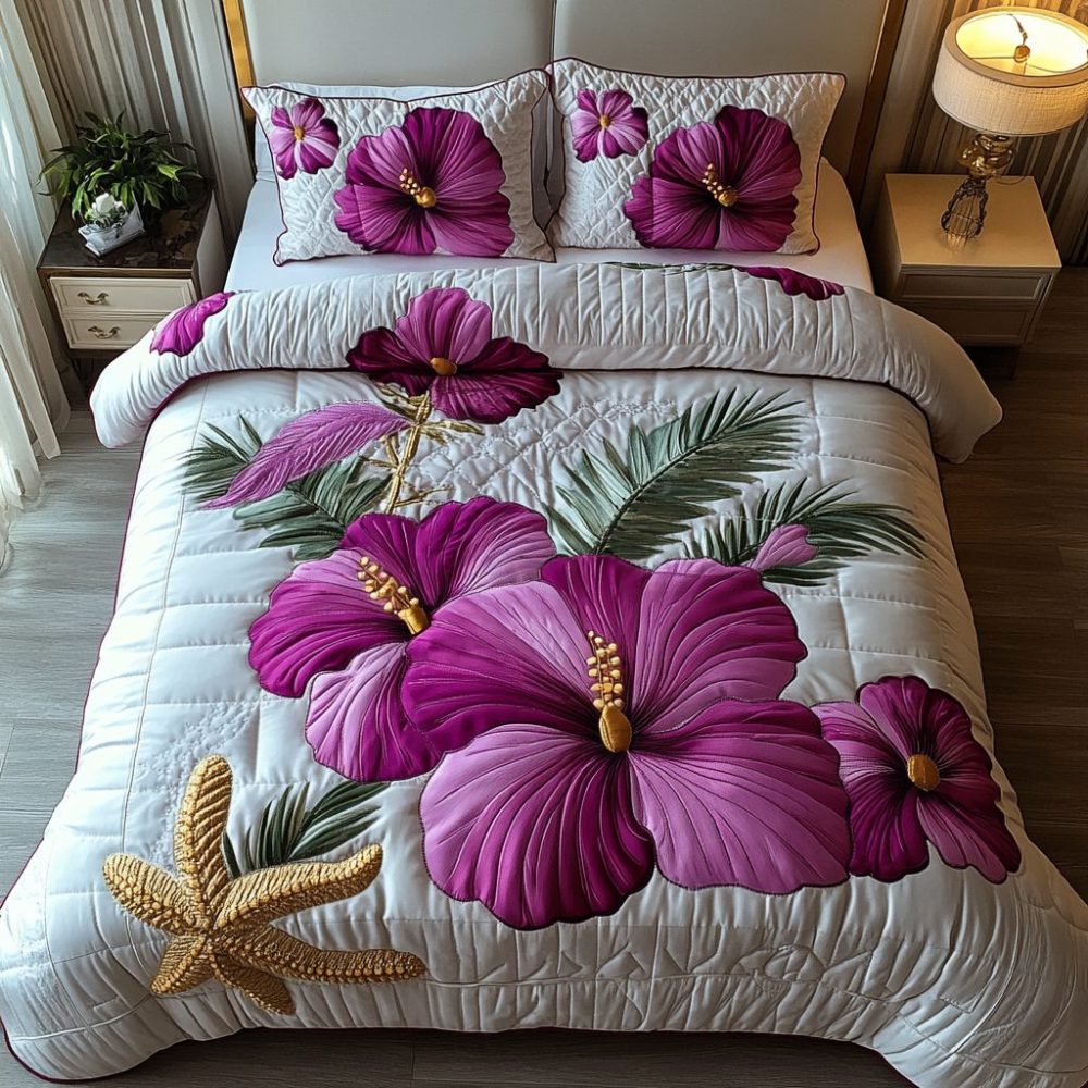 Elegant Bloom 3-Piece Quilted Bedding Set