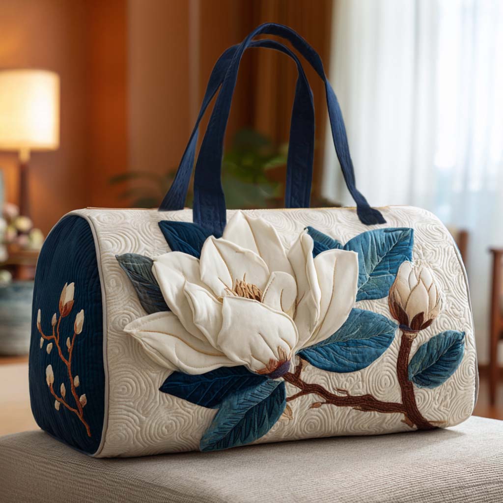 Elegant Petals Quilted Duffle Bag