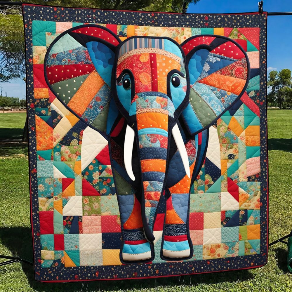 Charming Elephant Quilted Blanket - Image 2