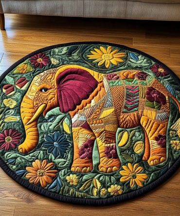 Elephant Echo Quilted Round Mat