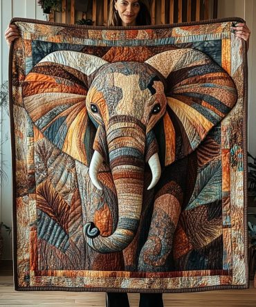 Elephant Echoes Quilted Blanket