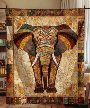 Elephant Embrace Quilted Blanket