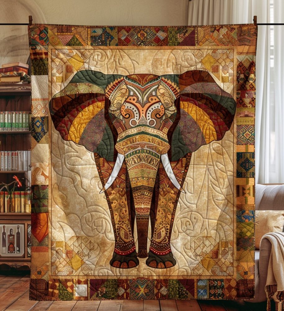 Elephant Embrace Quilted Blanket