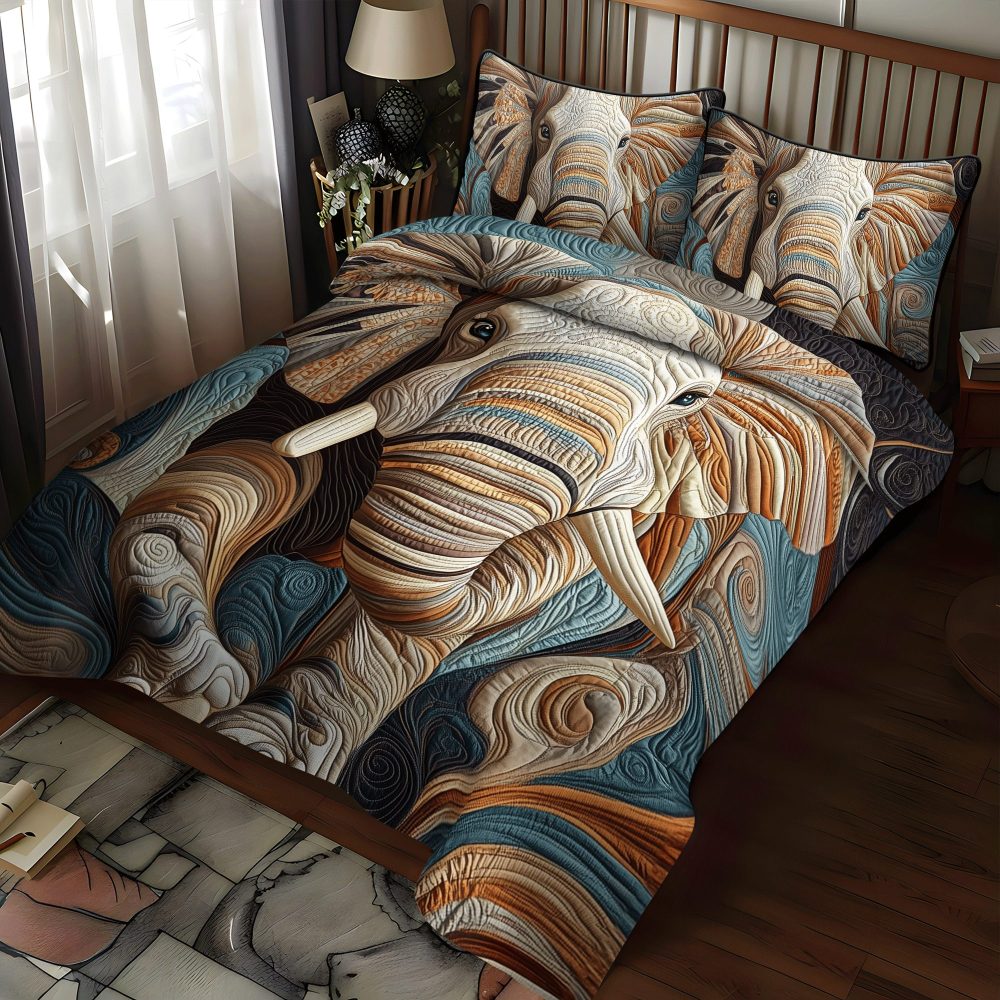Elephant Grace 3-Piece Quilted Bedding Set