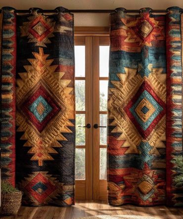 Ember Royal Diamond Quilted Curtains