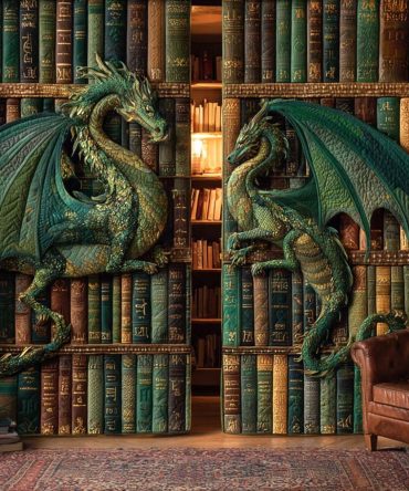 Emerald Tower Wyrms Quilted Curtains