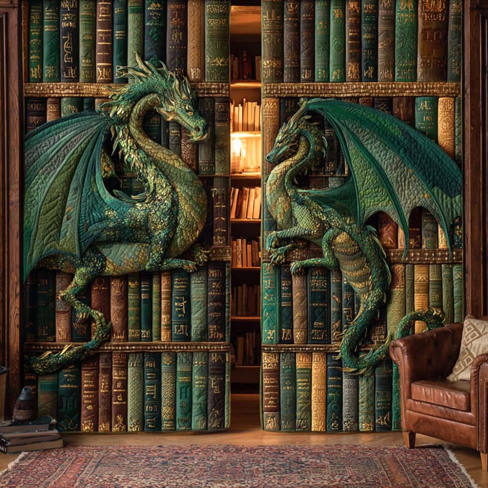 Emerald Tower Wyrms Quilted Curtains