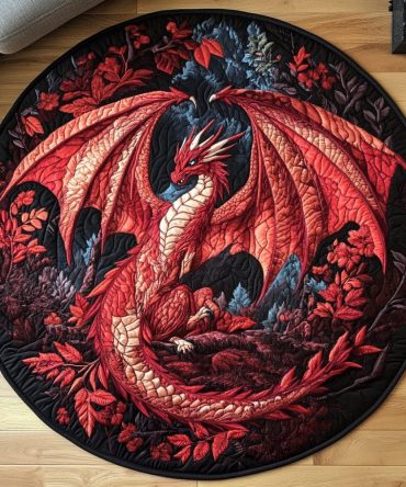 Emerald Wyvern Quilted Round Mat