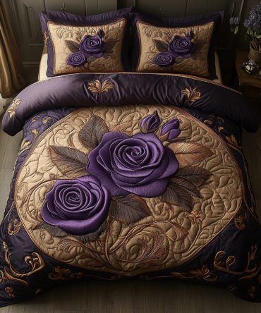 Enchanted Amethyst 3-Piece Quilted Bedding Set