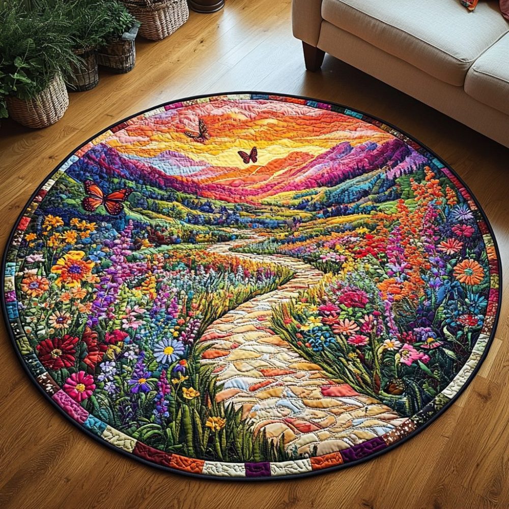 Enchanted Bloom Walk Quilted Round Mat