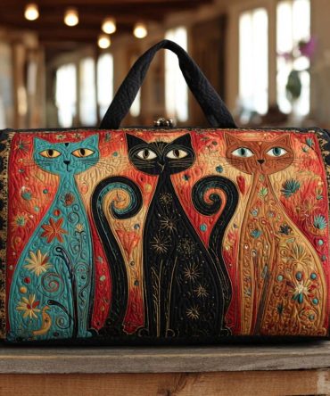 Enchanted Cats Trio Quilted Duffle Bag