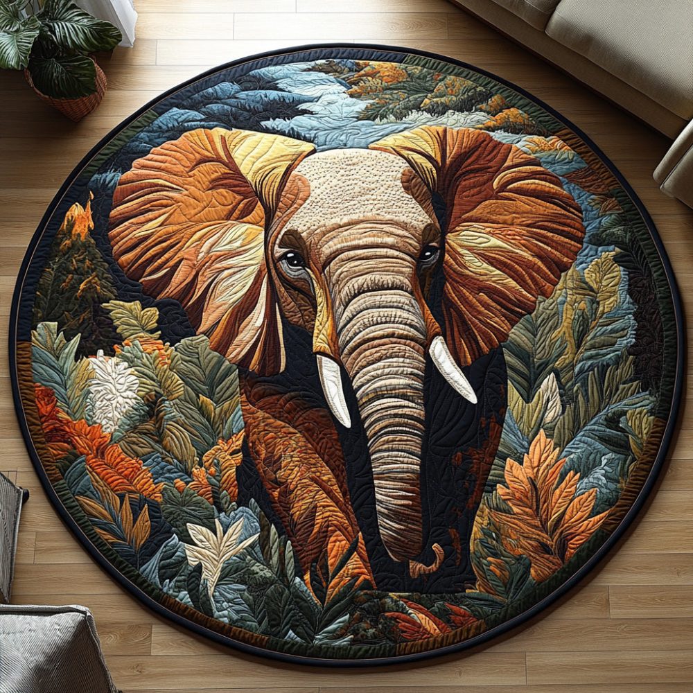 Enchanted Elephant Quilted Round Mat