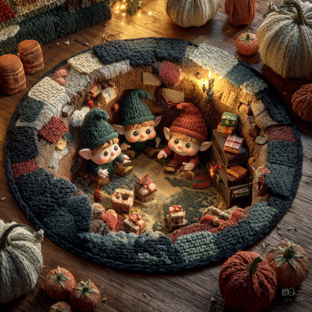 Enchanted Elf Workshop Quilted Round Mat