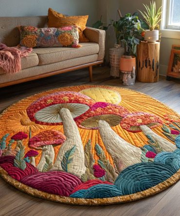 Enchanted Fungi Quilted Round Mat
