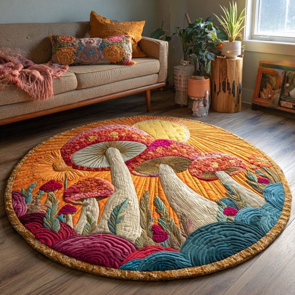 Enchanted Fungi Quilted Round Mat