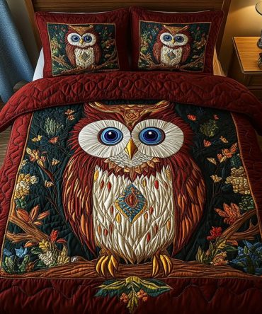 Enchanted Owl 3-Piece Quilted Bedding Set