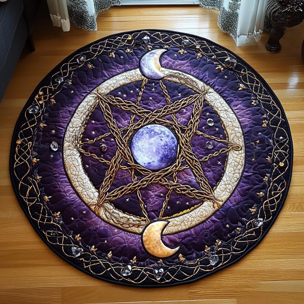 Enchanted Pentacle Quilted Round Mat