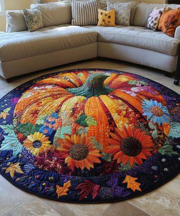 Enchanted Pumpkin Patch Quilted Round Mat