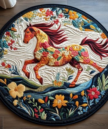 Equine Art Quilted Round Mat