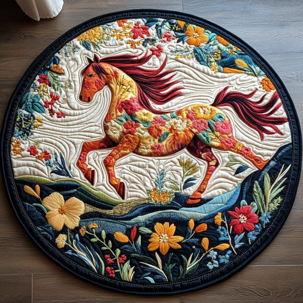 Equine Art Quilted Round Mat