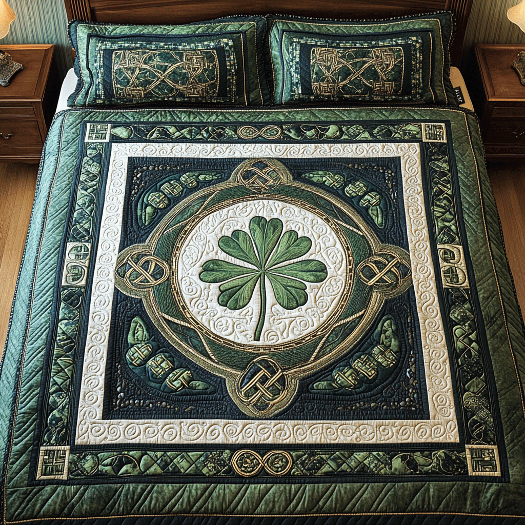 Lucky Clover Haven 3-Piece Quilted Bedding Set