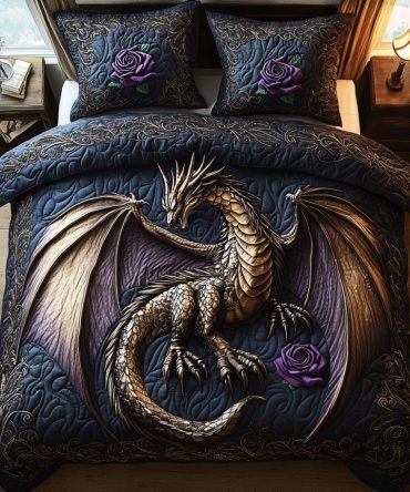 Ethereal Dragons 3-Piece Quilted Bedding Set