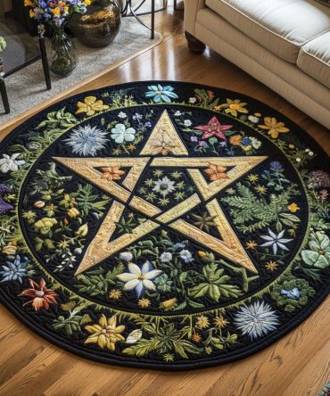 Ethereal Pentacle Quilted Round Mat