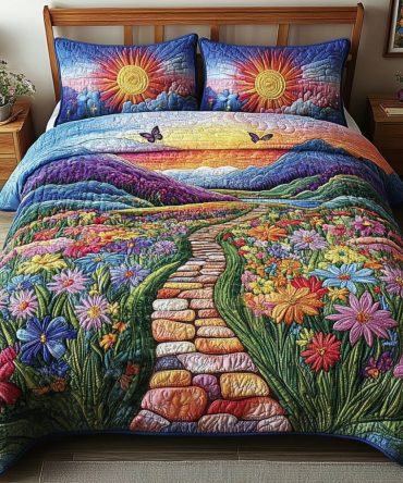 Ethereal Sunset Path 3-Piece Quilted Bedding Set